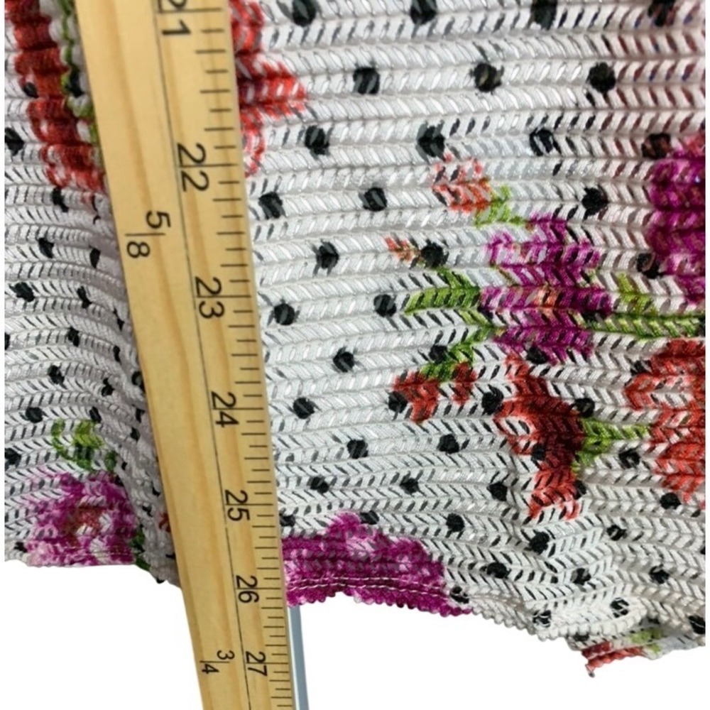 J.M. Fleurette Floral Polka Dot Mesh Open Front Cardigan Short Sleeve Large - Picture 5 of 6